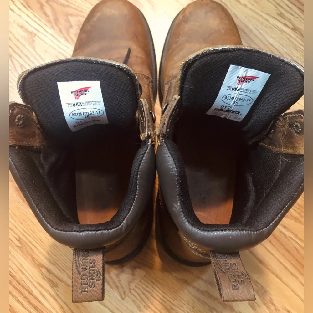 Red Wing 912 Brown Leather 6” Ankle Boots Mens size 11.5 Soft Toe USA made